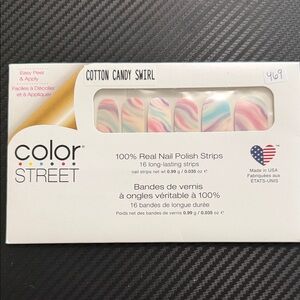Color Street Cotton Candy Swirl Nail Strips - Pastel Pink, Blue & Mint